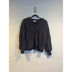 Madewell Cable Knit Cotton Sweater – Navy Blue – Size M